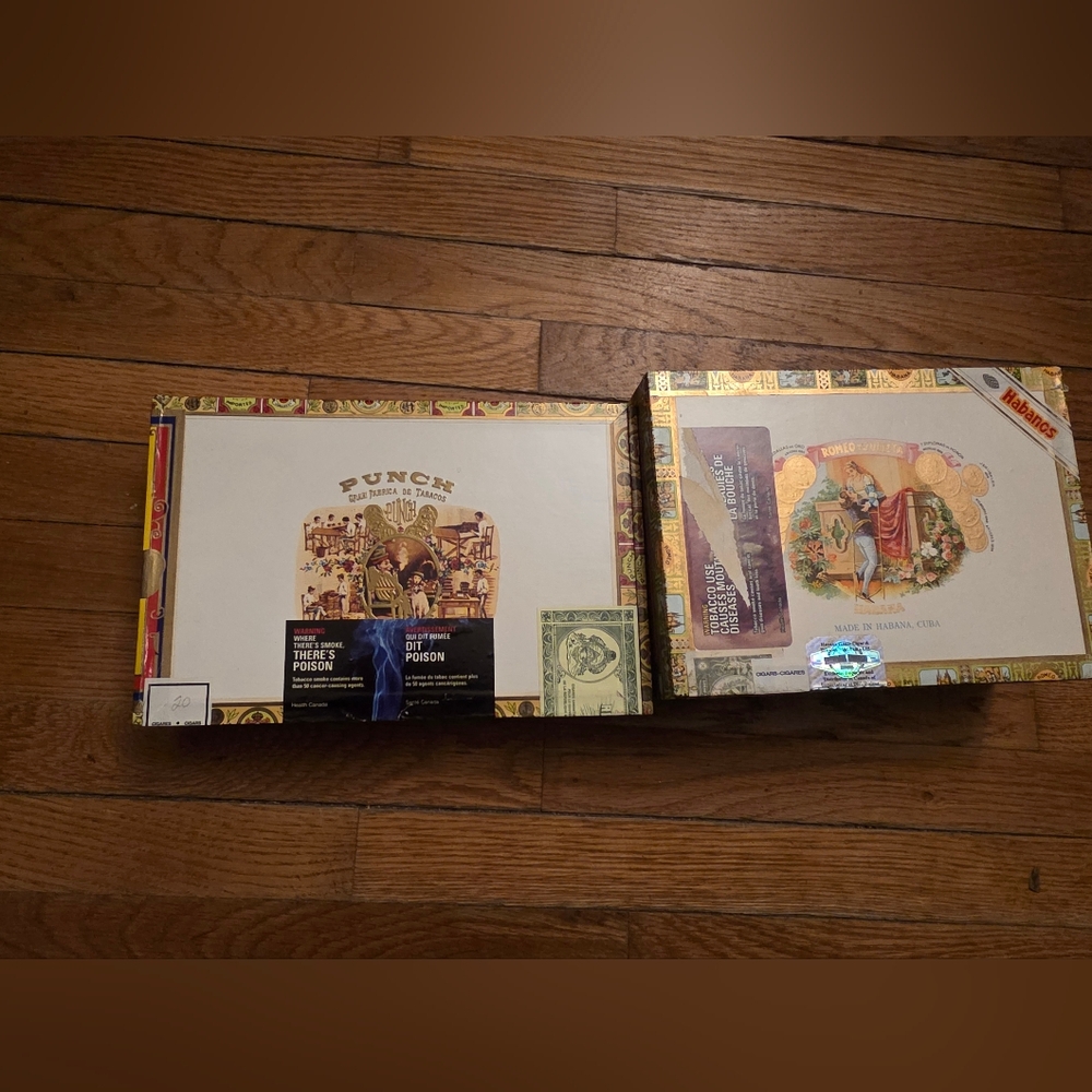 2 Vintage Cigar Boxes Romeo & Julieta Habana & Punch Royal Coronation